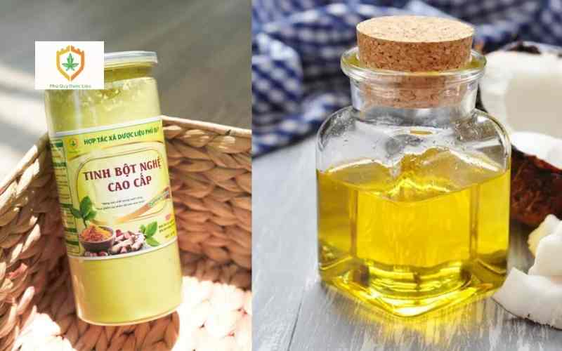 mặt nạ tinh bột nghệ kết hợp với dầu dừa